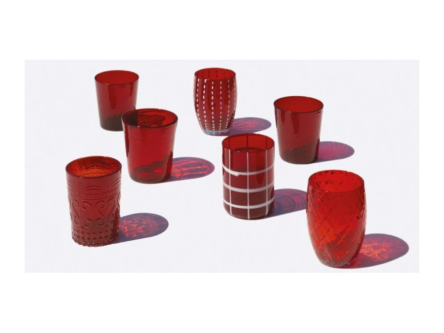 Zafferano s.r.l. melting pot, set 6 bicchieri assortiti rosso