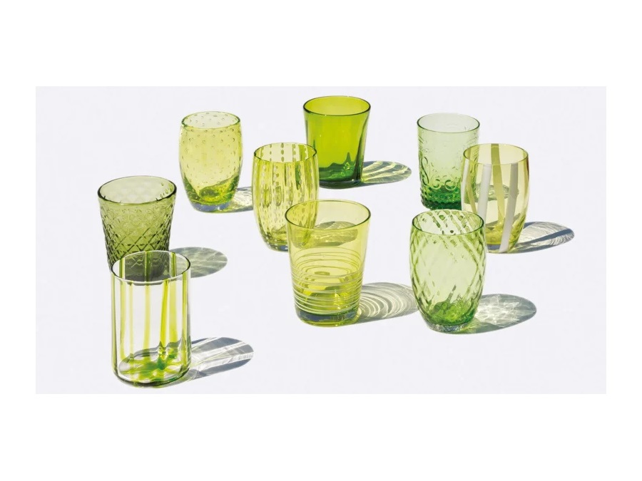 ZAFFERANO S.R.L. Melting pot, set 6 bicchieri assortiti verde