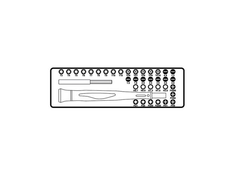 BETA UTENSILI Microgiravite bimateriale con 36 inserti intercambiabili da 4 mm e prolunga magnetica