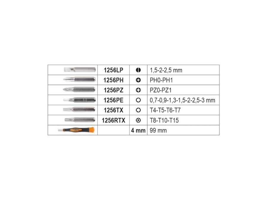 BETA UTENSILI Microgiravite con 21 inserti intercambiabili da 4 mm e impugnatura