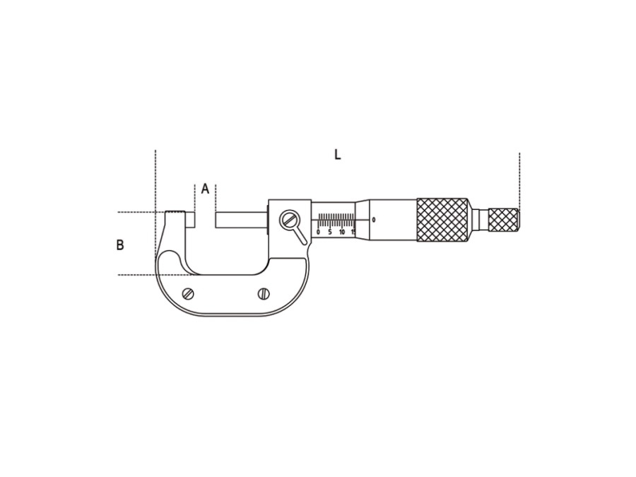 BETA UTENSILI Micrometro per esterni in astuccio rigido di materiale plastico - MISURA A (0-25 mm) - B (30 mm) - G (0,01 mm) - L min (130 mm)