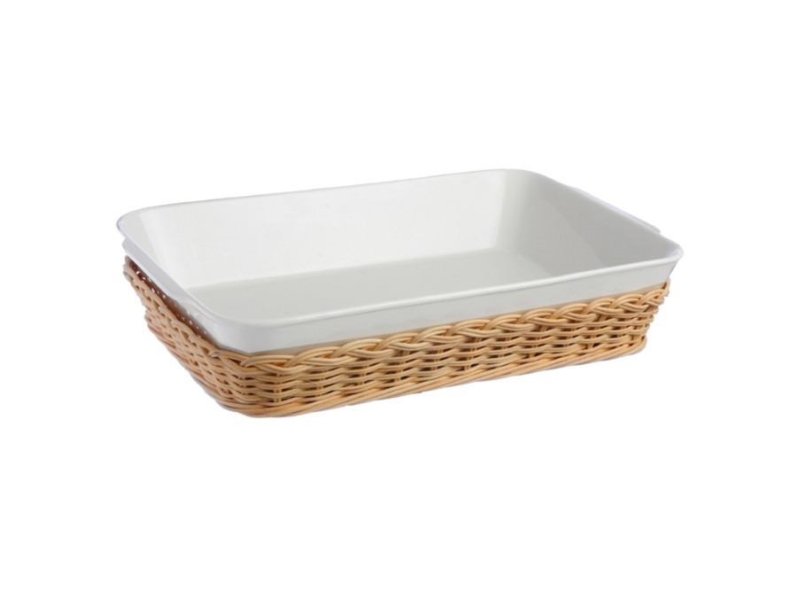 LA PORCELLANA BIANCA Midollino, supporto per teglia lasagne 35x25xh.7,5 cm