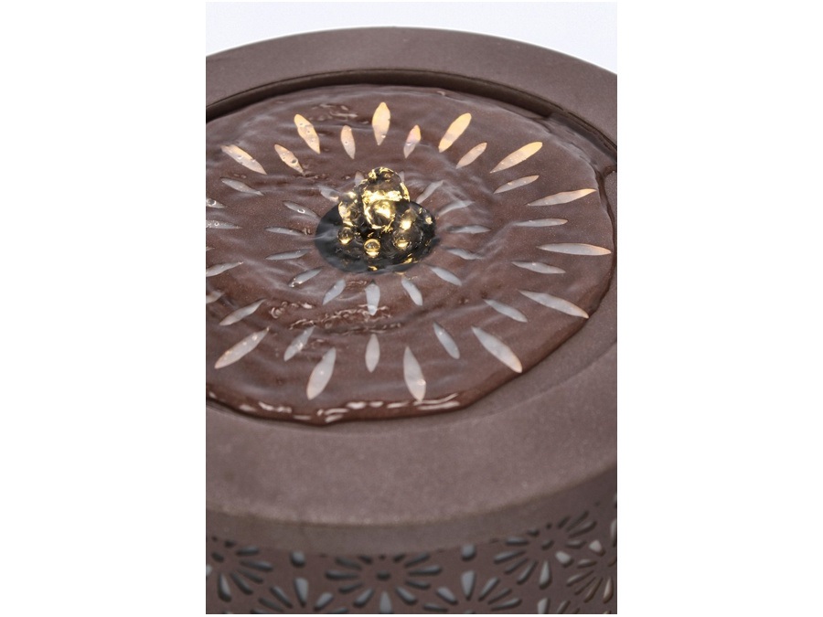 BIZZOTTO Miki, fontana cilindrica con led, marrone, Ø30x51,5h cm