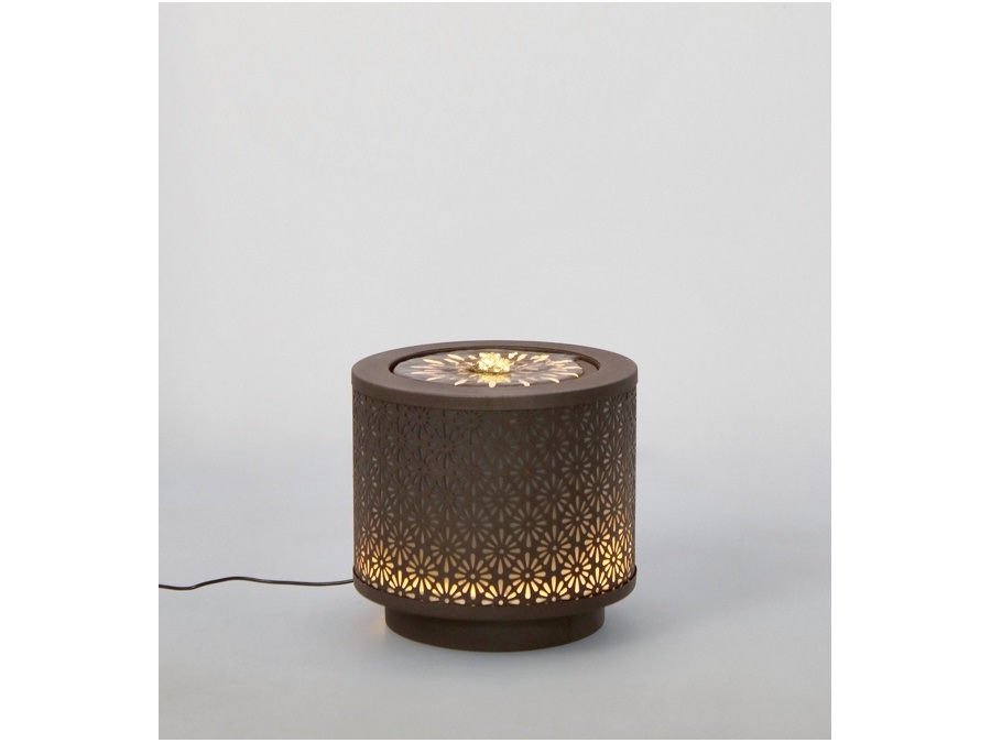 BIZZOTTO Miki, fontana tonda con led, marrone, Ø25x23h cm