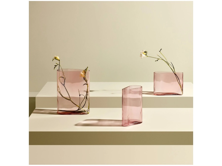 NUDE GLASS Mist, vaso alto in vetro rosa 38 cm