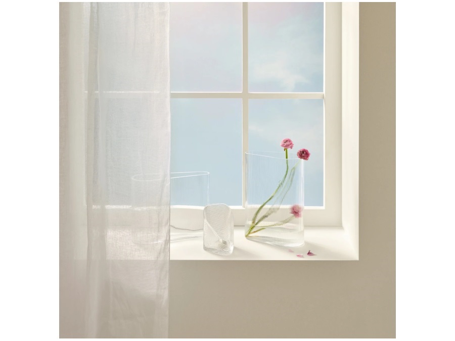NUDE GLASS Mist, vaso alto in vetro trasparente 38 cm