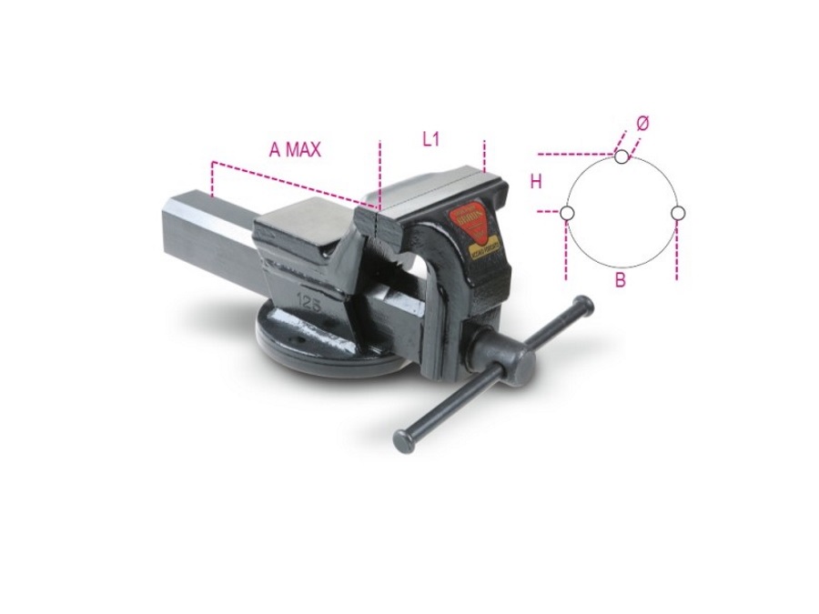 BETA UTENSILI Morse parallele da banco forgiate, 1599F - MISURA L1(100mm)-BxH(92x46mm)-Ø(11mm)-AMAX(125m m)