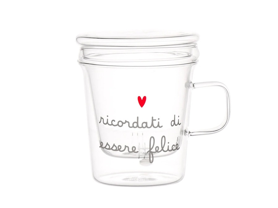 SIMPLE DAY LIVING & LIFESTYLE Mug con Infusore Ricordati di essere felice