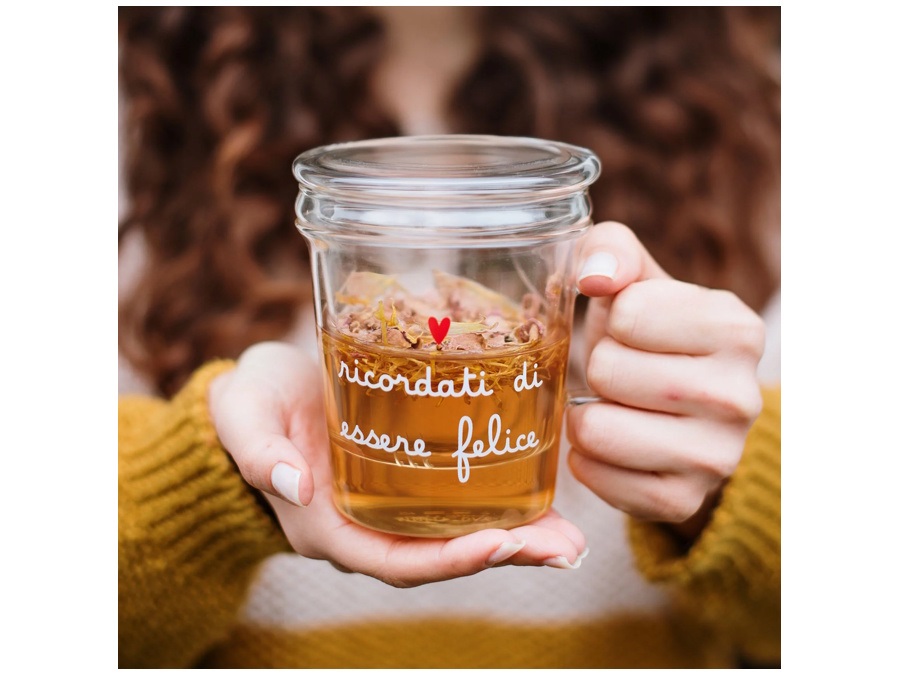 SIMPLE DAY LIVING & LIFESTYLE Mug con Infusore Ricordati di essere felice