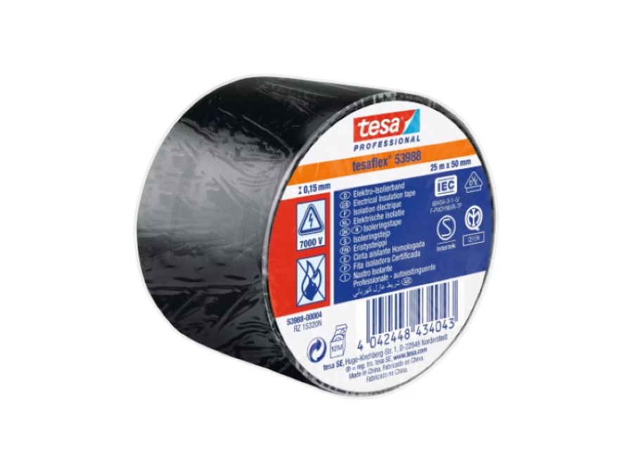 TESA Nastro isolante soft pvc 53988, m25x5 cm, nero