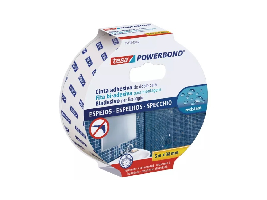 TESA Nastro powerbond 55734 per specchi, m 5x38 mm, bianco,