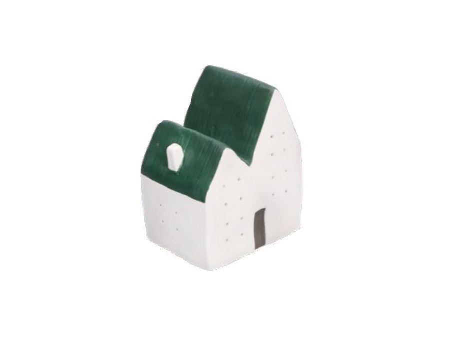 RITUALI DOMESTICI Nelvillaggio, casa doppia verde 10.5x8.5x14h cm