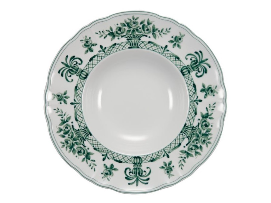 LE COQ Neos anthiros, Pastabowl bianco e verde Ø 26,5 h 5,5 cm