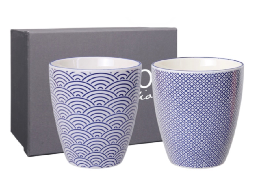 TOKYO DESIGN STUDIO Nippon Blue, set 2 tazze wave & squares