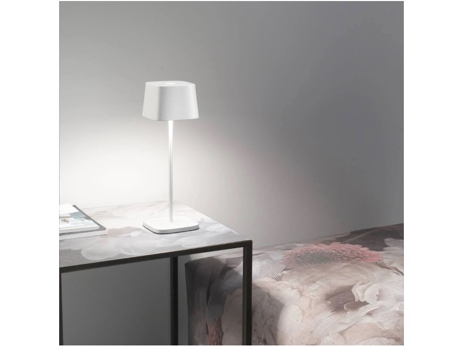 ZAFFERANO S.R.L. Ofelia pro lampada da tavolo ricaricabile - bianco opaco