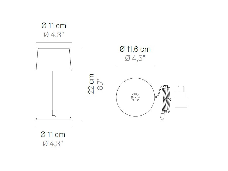 ZAFFERANO S.R.L. Olivia mini pro lampada da tavolo ricaricabile di zafferano - Blu Capri