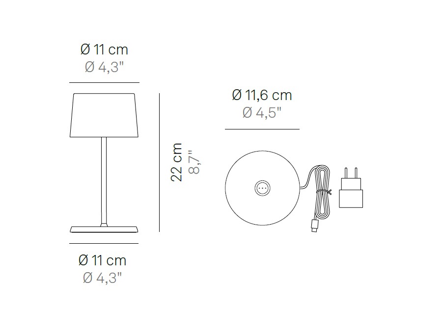 ZAFFERANO S.R.L. Olivia mini pro lampada da tavolo ricaricabile di zafferano - Corten
