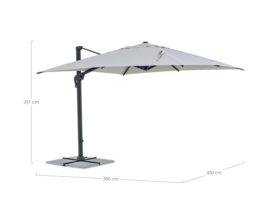 BIZZOTTO OMBRELLONE BRACCIO INES 3X3 ANTRACITE-GRIGIO CHIARO