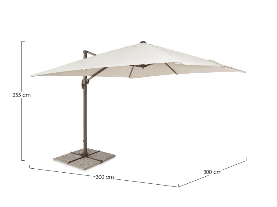BIZZOTTO Ombrellone dallas palo laterale, telo bianco, 3x3 m