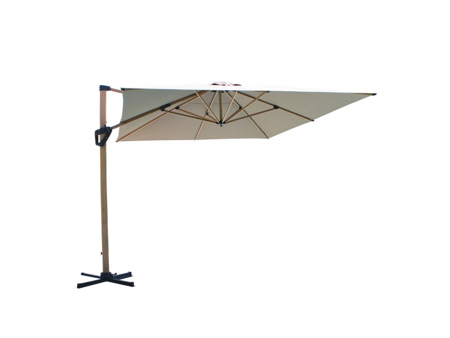 MAGAZZINI COSMA S.P.A. Ombrellone Mendel marrone effetto legno palo laterale 3x4 taupe