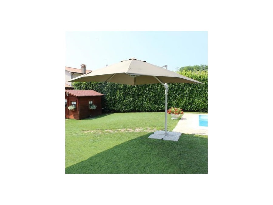 MAGAZZINI COSMA S.P.A. Ombrellone Saturno con palo laterale tortora, telo tortora,3x3 m