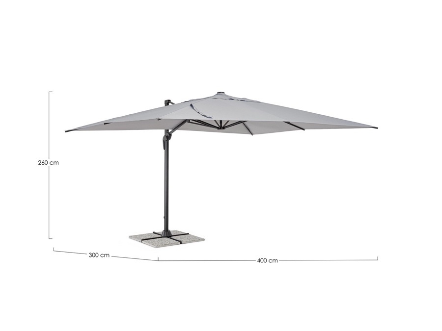 BIZZOTTO Ombrellone vega palo laterale, telo grigio, 3x4 m