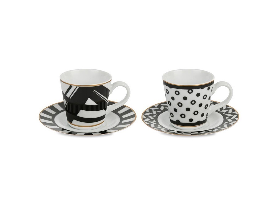 BACI MILANO Optical - Set 2 tazzine caffè in porcellana, Ø 5,4 cm, H 5,8 cm, Ø 11,3 cm