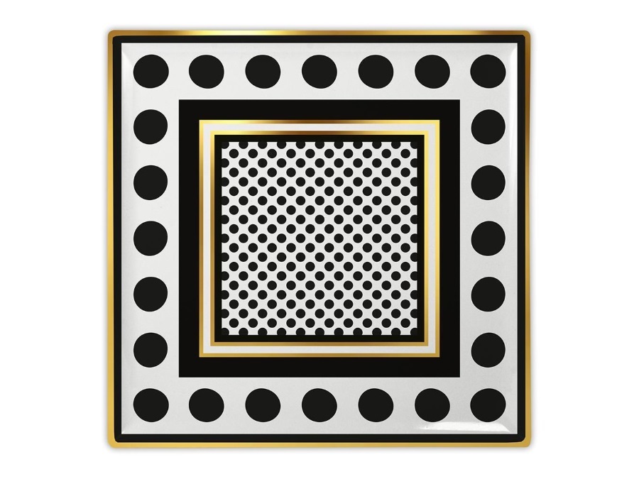 BACI MILANO Optical - Vassoio gourmet quadrato in porcellana, 17 x 17 cm