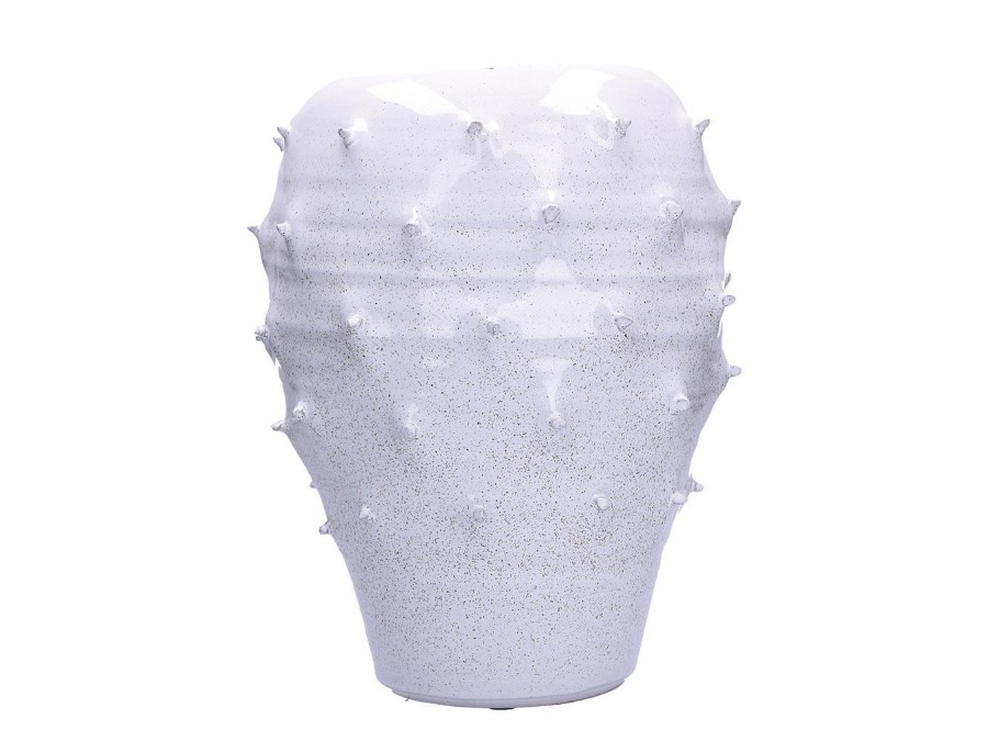 RITUALI DOMESTICI Opuntia bianco, vaso decorativo in terracotta l Ø25,5xh34,5 cm