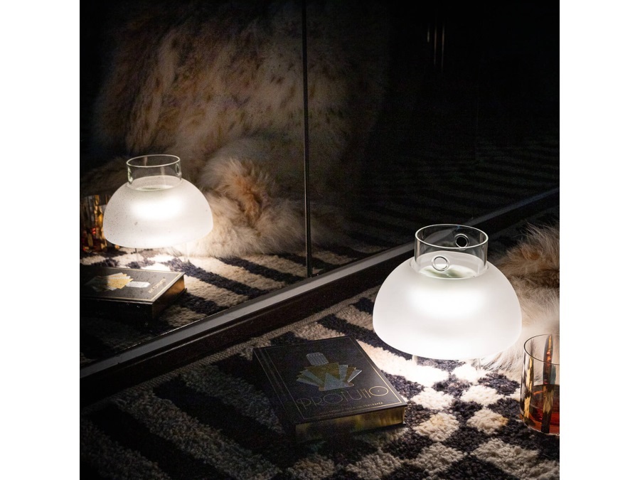 IVV Overnight, lampada da tavolo led wireless Ø 22 cm trasparente/sabbiato