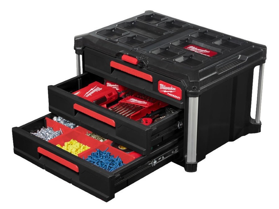 MILWAUKEE Packout, cassettiera portautensili con 3 cassetti