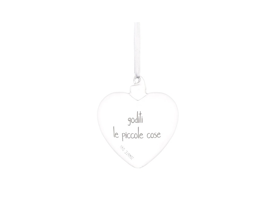 SIMPLE DAY LIVING & LIFESTYLE Pallina in vetro cuore Goditi le piccole cose, Ø11 cm