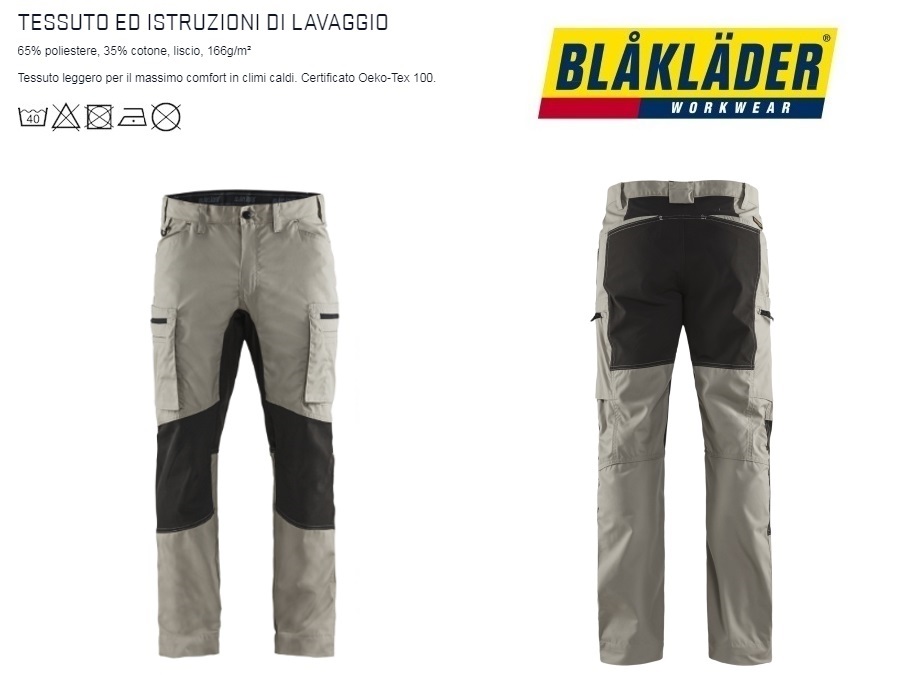 BLÅKLÄDER ITALIA SRL Pantalone Service 1459 2799 blåkläder stone/nero