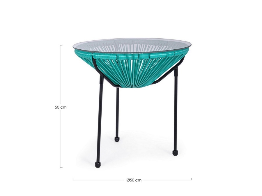 BIZZOTTO Parker, tavolino con vetro atol Ø50 cm