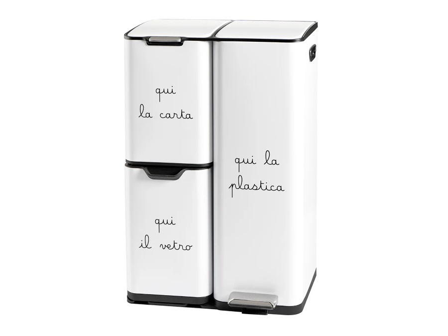 SIMPLE DAY LIVING & LIFESTYLE Pattumiera Carta-Plastica-Vetro bianca