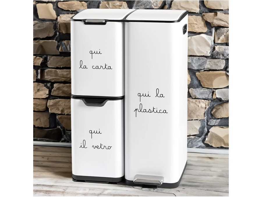 SIMPLE DAY LIVING & LIFESTYLE Pattumiera Carta-Plastica-Vetro bianca