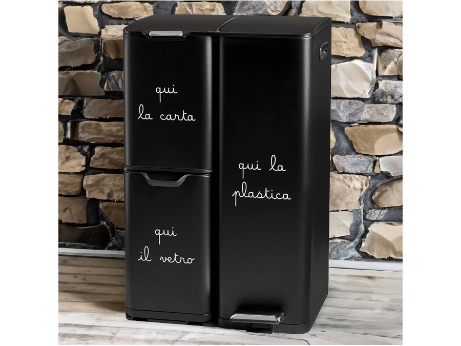 SIMPLE DAY LIVING & LIFESTYLE Pattumiera Carta-Plastica-Vetro nera