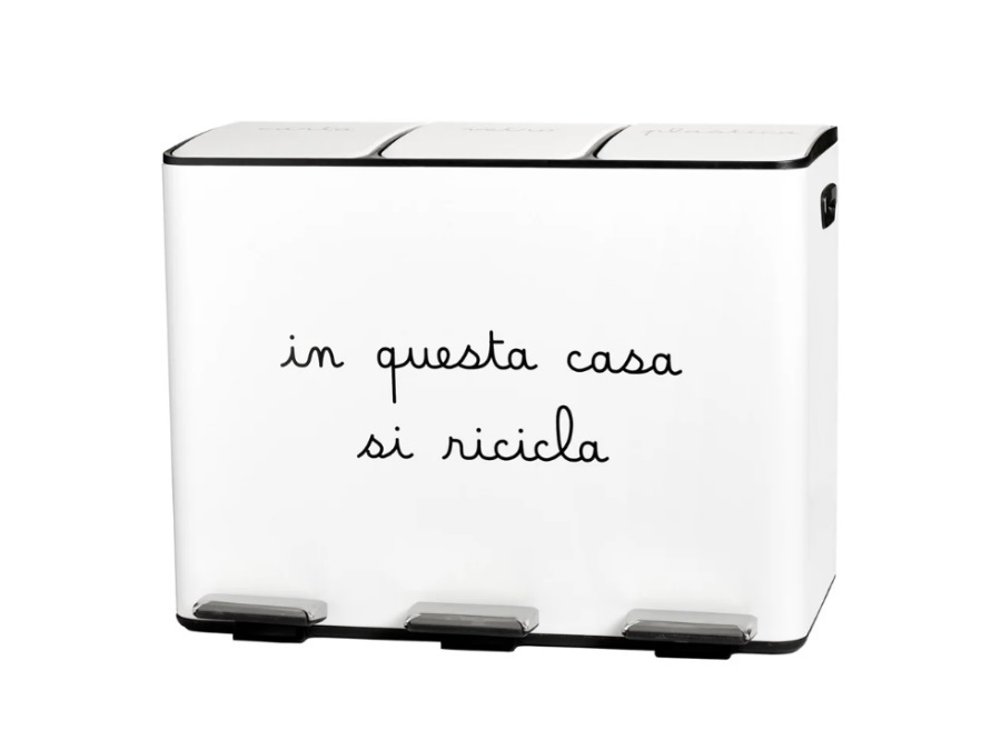 SIMPLE DAY LIVING & LIFESTYLE Pattumiera In questa casa si ricicla bianca 3x15 lt