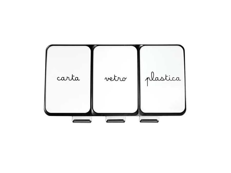 SIMPLE DAY LIVING & LIFESTYLE Pattumiera In questa casa si ricicla bianca 3x15 lt