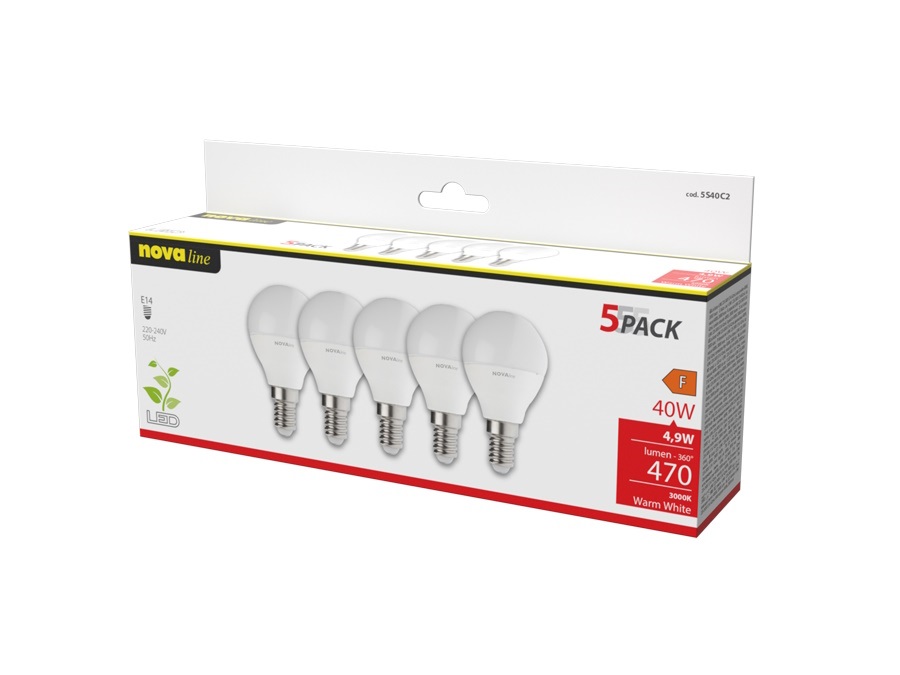 NOVA LINE Pentapack Led Sfera 4,9W - 3000K - 5S40C2