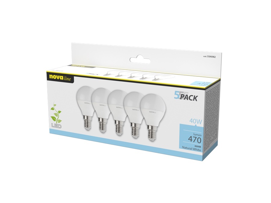 NOVA LINE Pentapack Led Sfera 4,9W - 4000K - 5S40N2