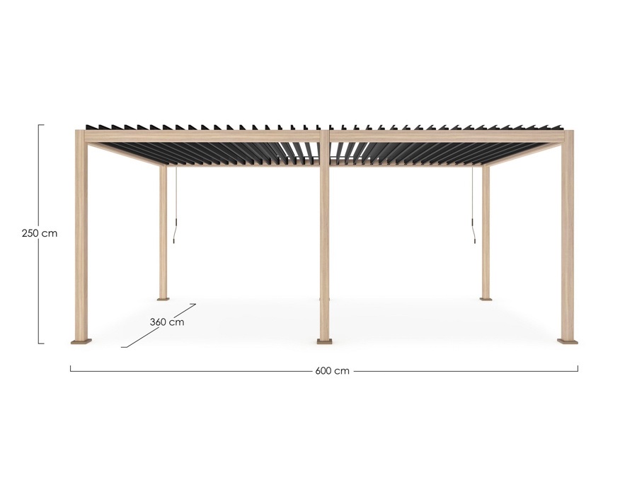 BIZZOTTO Pergola ocean 3,6x6 mt natural-antracite