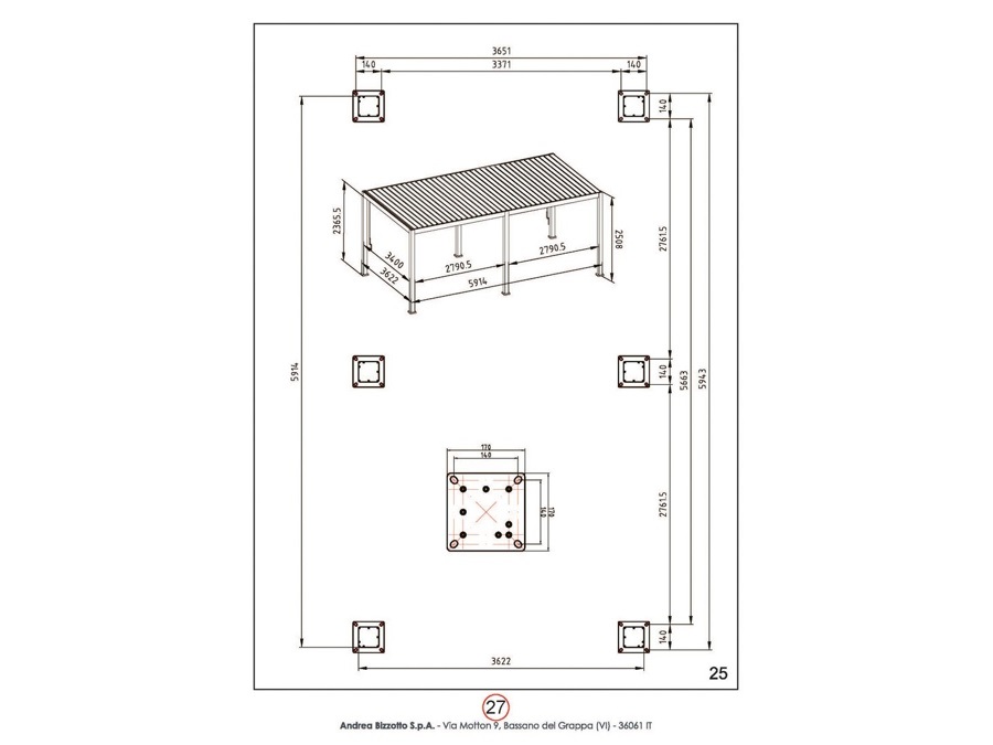 BIZZOTTO Pergola ocean 3,6x6 mt natural-antracite