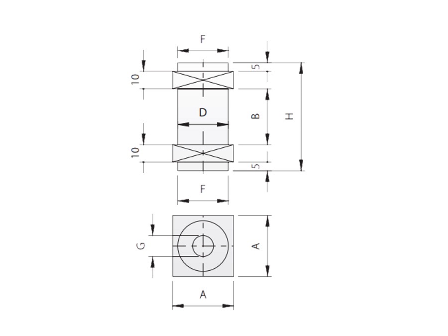 COMUNELLO PERNO MAGGIORATO FORATO A BASE QUADRATA PER CARDINI A FASCETTA ART.192 M.35