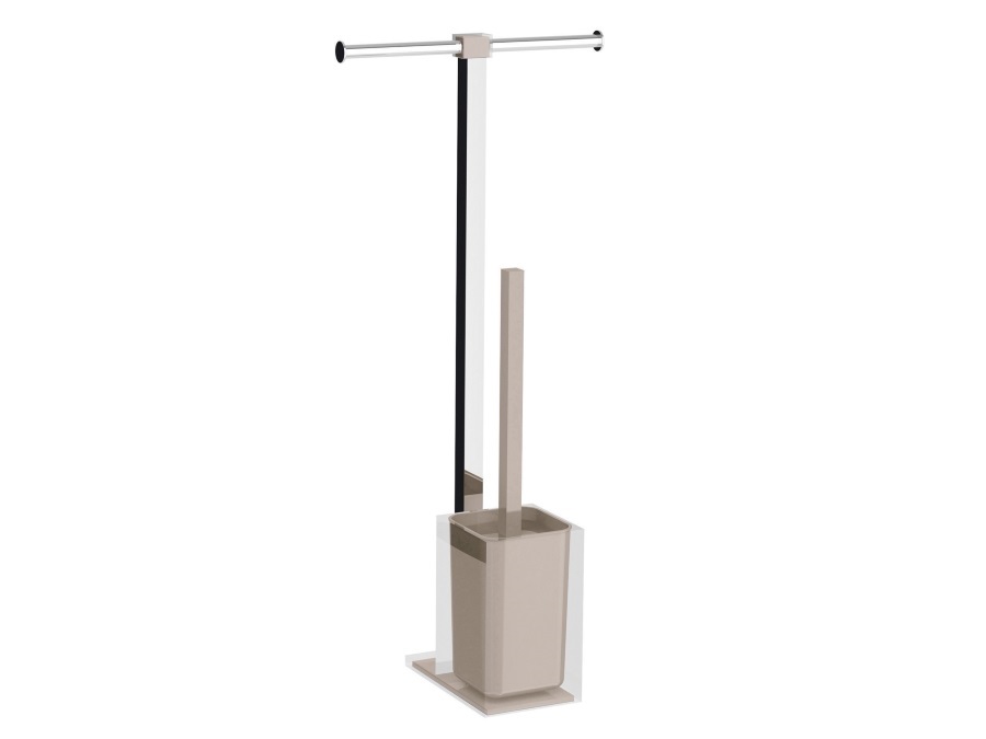 GEDY SPA Piantana cromata con portarotolo e scopino wc - tortora chiaro/trasparente