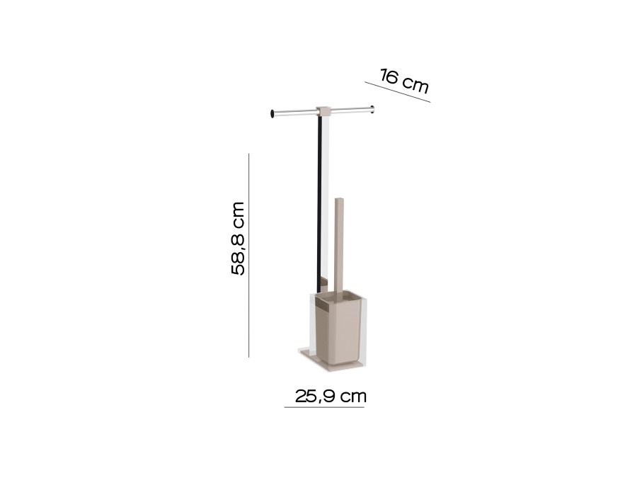 GEDY SPA Piantana cromata con portarotolo e scopino wc - tortora chiaro/trasparente