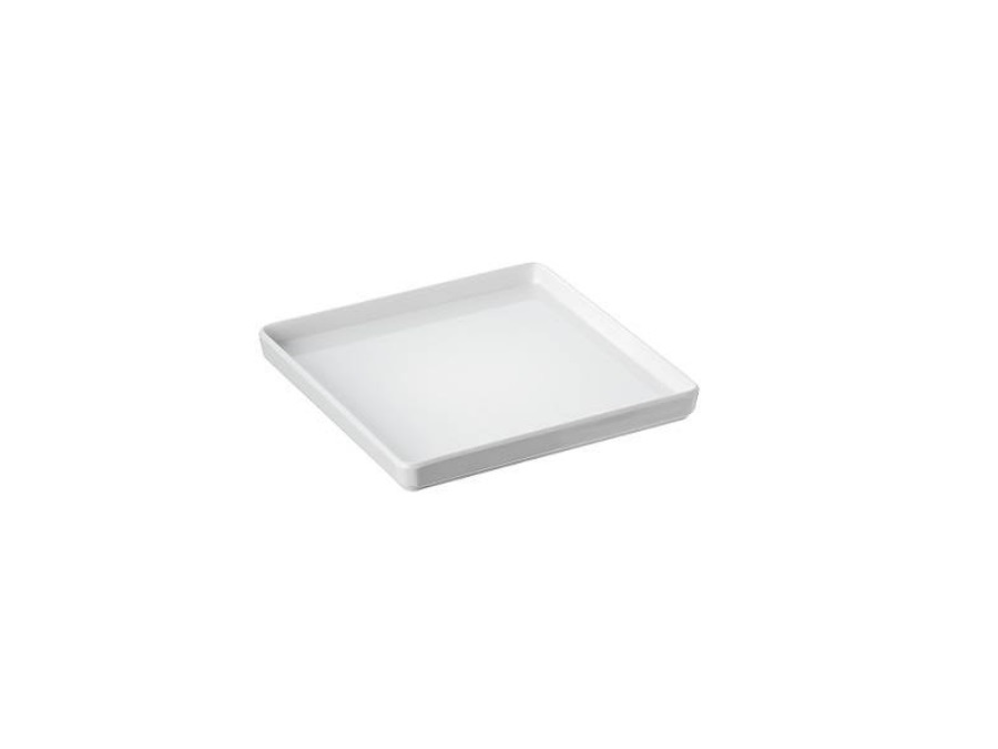 LEONE Piattino Finger food quadrato in melamina bianco, 12x12x1,3 cm