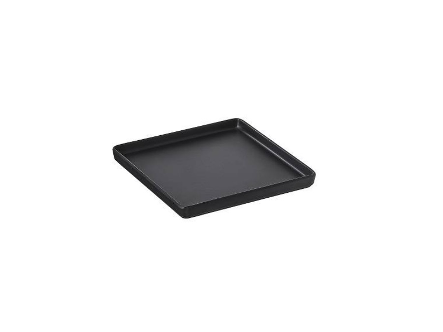 LEONE Piattino Finger food quadrato in melamina nero, 12x12x1,3 cm