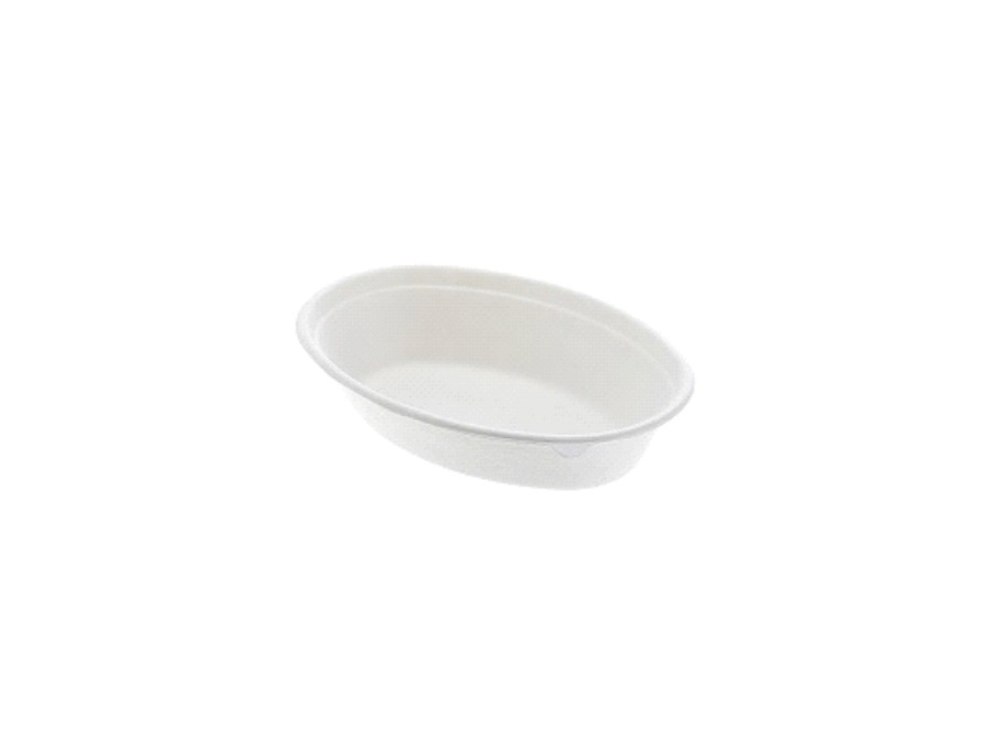 LEONE Piatto fondo ovale in polpa di cellulosa, 50 pezzi - MISURA 20.5x14.5xh4 cm