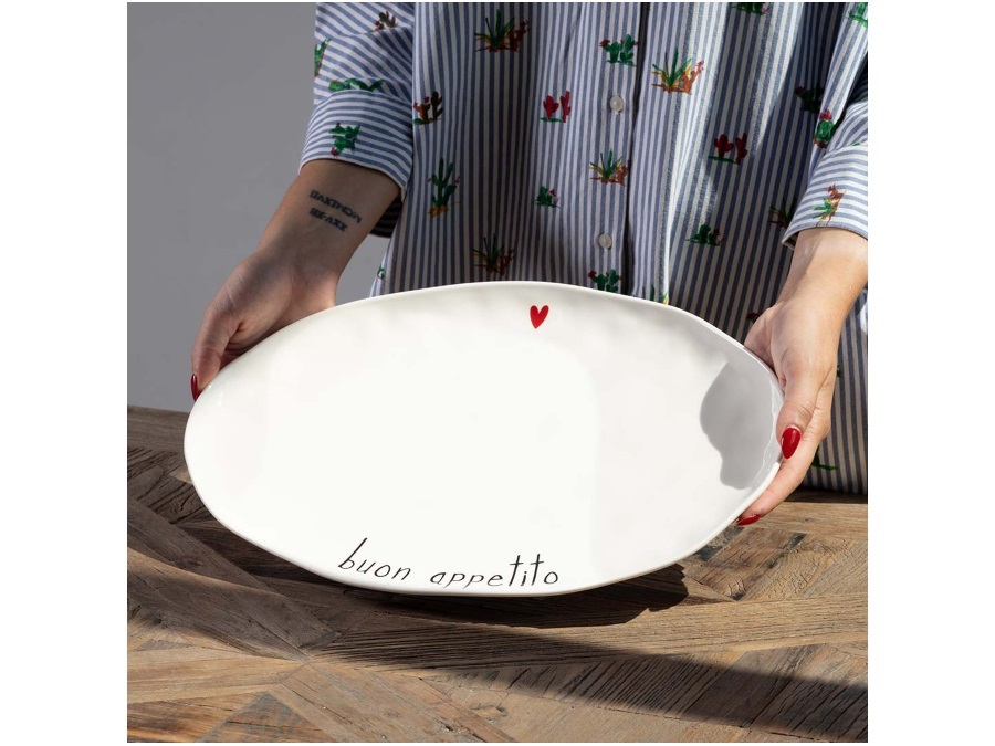 SIMPLE DAY LIVING & LIFESTYLE Piatto ovale Buon appetito, 36,6x24,5 cm